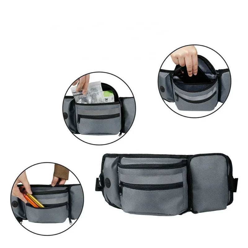 Portable Dog Treat Bag Dog Training Pouch with Hidden Water Bottle Holder Poop Bag Dispenser Waist Bags Pet Treat Snack Bag