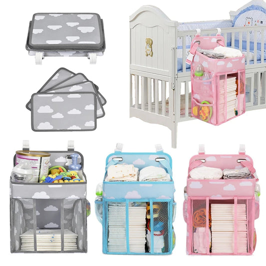 Newborn Bed Nappy Storage Organizer Crib Hanging Storage Bag Caddy Organizer For Baby Essentials Bedding Set Diaper Storage Bag