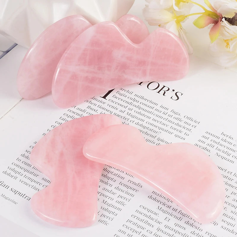 Rose Quartz Gua Sha Tool Health Face Care Natural Stone