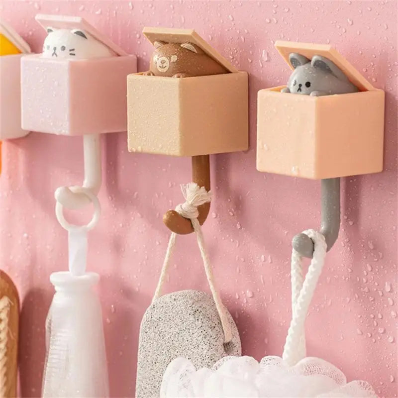 Cute Wall Hooks Key Holder Door Hanging Self Adhesive Wall Hanger Cartoon Cat Shape Hook For Kids Room Decor Home Accessories