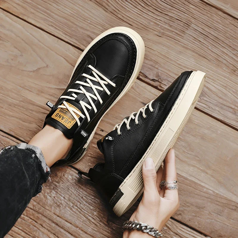 Men's Leather Shoes Casual Comfort Cricket Shoe 2024 Fashion Sneakers For Men Lightweight Driving Shoes