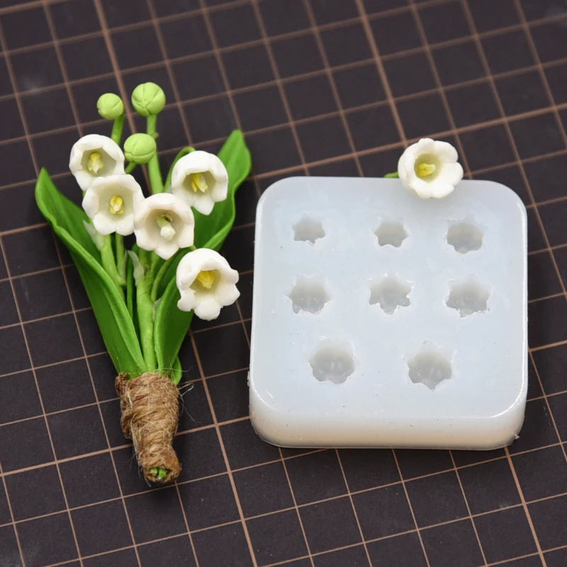 Mini Lily of The Valley Silicone Mold Resin Clay Fondant Sugar Flower Mold Diy Earrings Jewelry Pendant Polymer Clay Tool