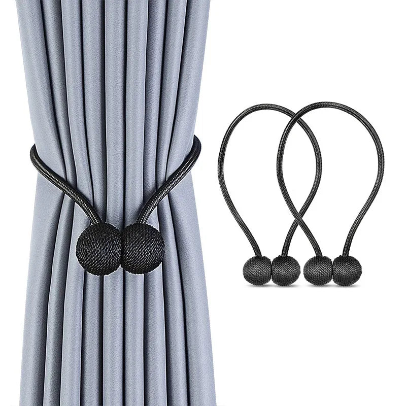 2Pcs Magnetic Ball Curtain Tiebacks Tie Rope Backs Holdbacks Buckle Hook Holder Home Decor