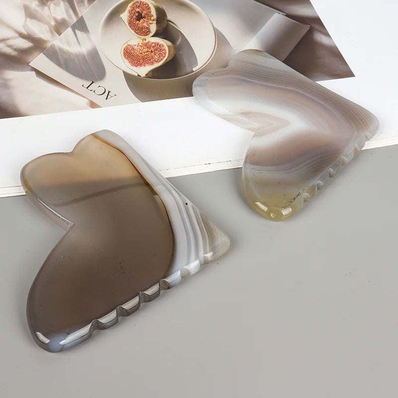 Agate Sawtooth Gua Sha Board Onyx Mineral Beauty Products GuaSha Tool Massage Skin Care Acupoint Pointing Tool