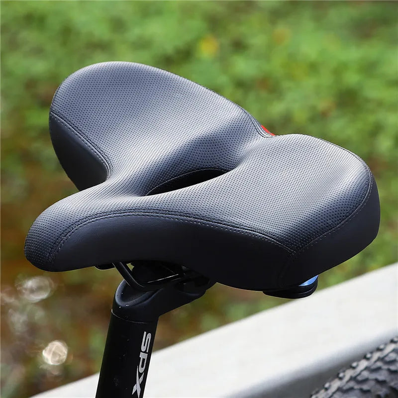 WEST BIKING Comfortable Wide Bicycle Seat Soft Cushion Shock-Absorbing Ergonomic MTB Electric Bike Saddle With 9 Modes Taillight