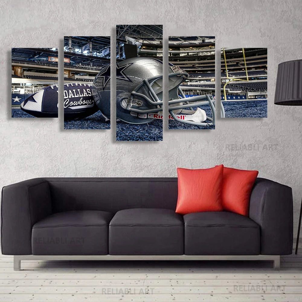 5 Panel Helmet Canvas Prints Painting Wall Art Sports Home Decor American Football Pictures Artwork Home Decor for Living Room