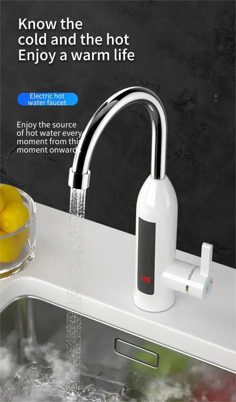 Electric Water Heater 3000W 220V 2 in 1 Kitchen Faucet Tankless Water Heater Tap Flowing Stainless Steel Electric Faucet Shower