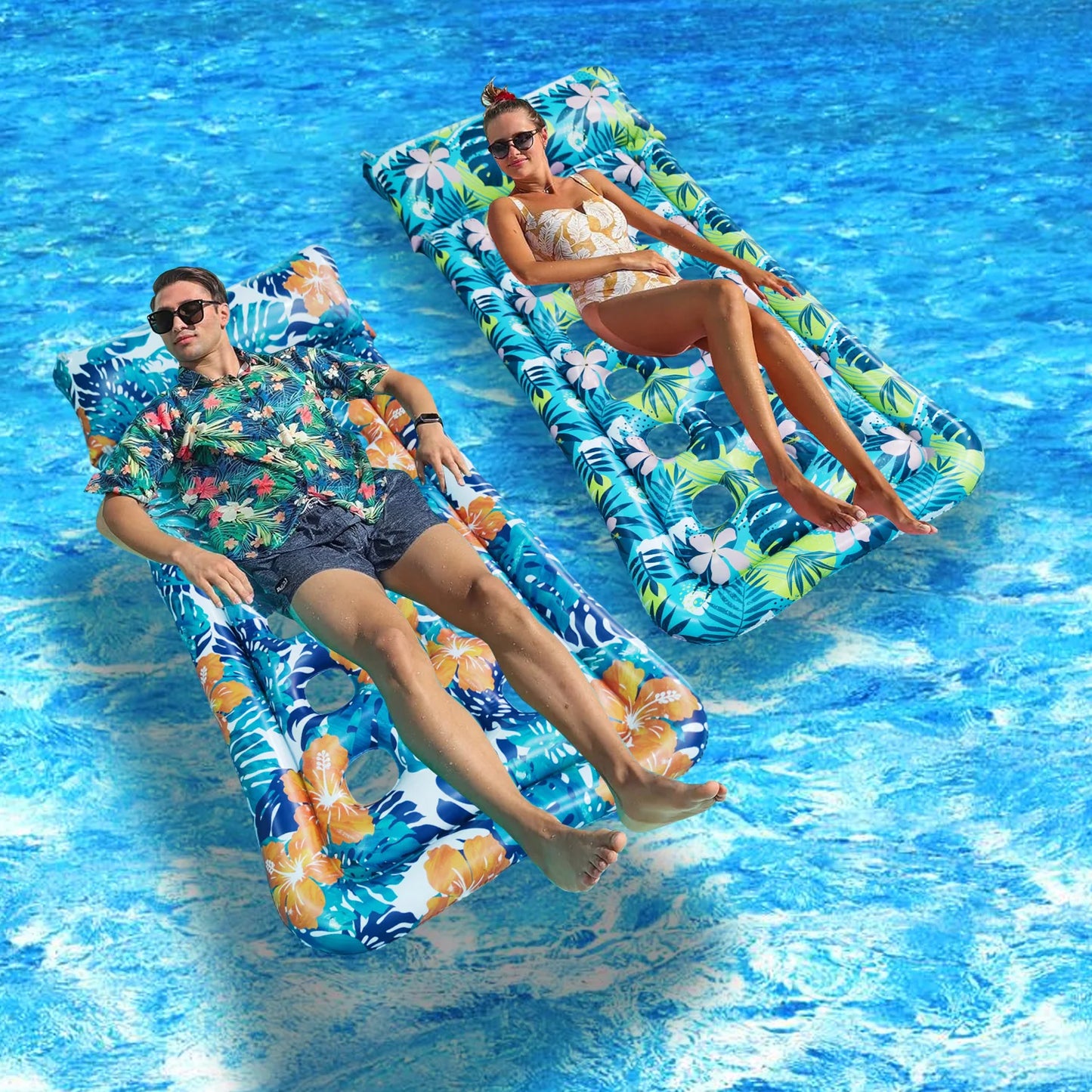 Floating Row Air Mattress Inflatable Water Sleeping Bed Foldable Swimming Air Mattress Water Sport Lounger Chair Pool Accessorie