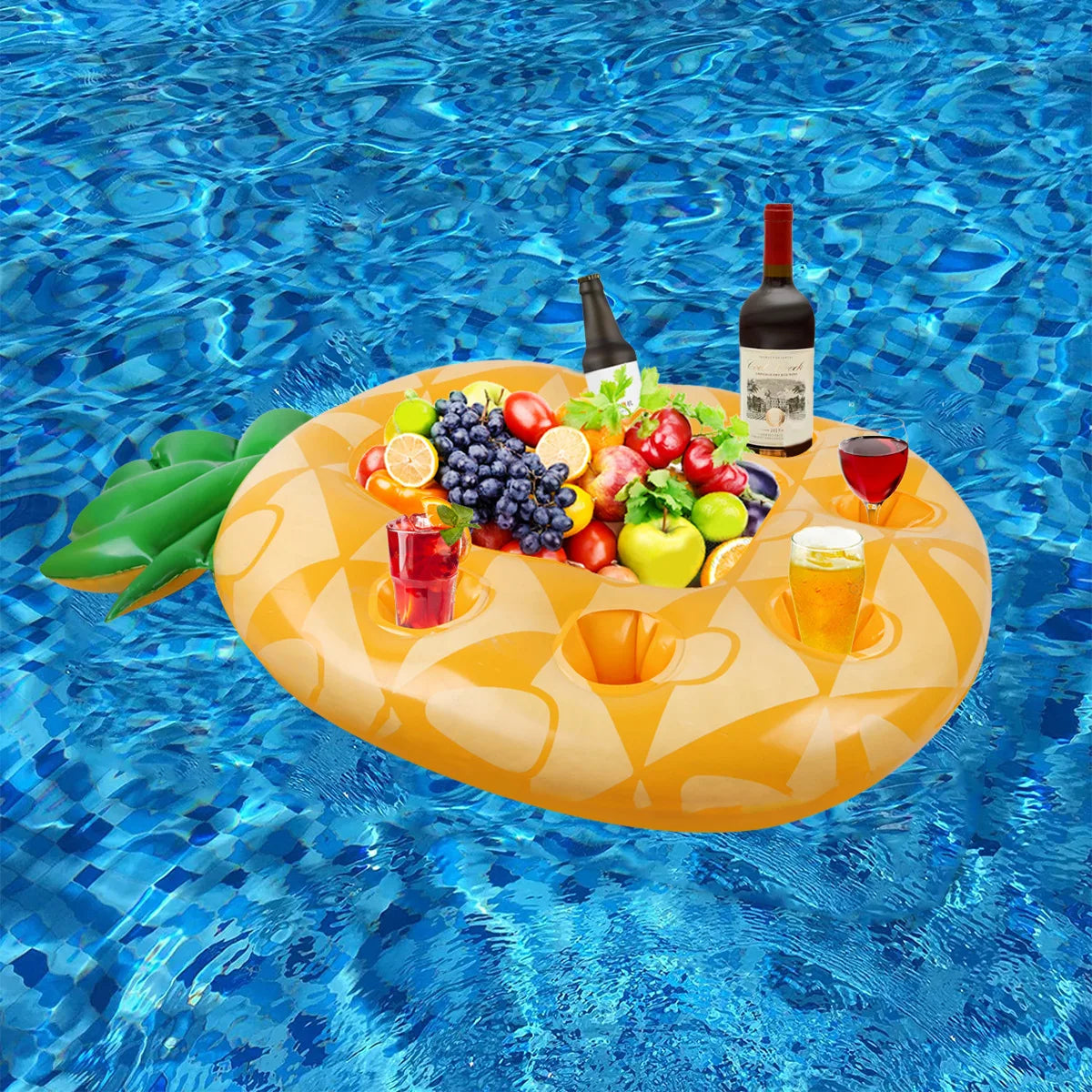 Summer Sea Bucket Cup Holder Inflatable Floating Cooler Drink Snack Tray Party Float with Holders Ice Bar for Beach Lake pool