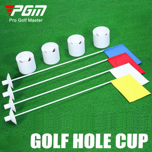 PMG Golf Putting Green Backyard Plastic Practice Hole Cup Flag Stick Pitch Golf Equipment White Course Supplies DB001