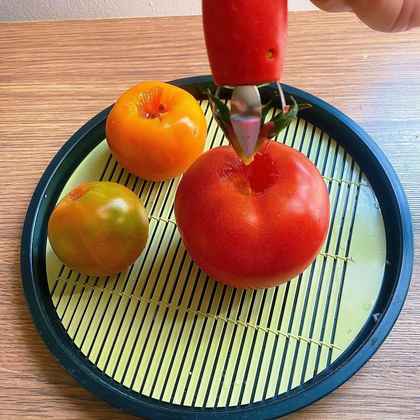 Original Stem Gem Strawberry Huller, Tomato Corer Tool, Strawberry Slicer, Red/Green