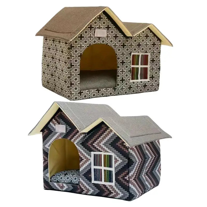 Warm Dog House Rainproof Waterproof Kennel And Cattery With Removable Inner Pad For Pets Indoor And Outdoor Sleeping