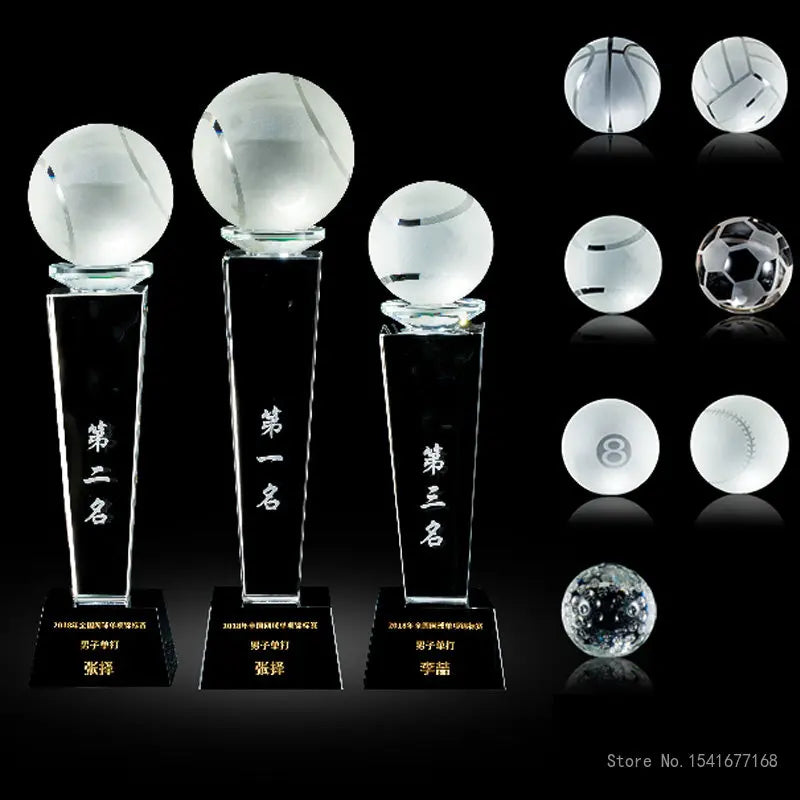 CrystalTrophy Customized Sports competition Basketball football volleyball tennis baseball badminton table tennis award trophies