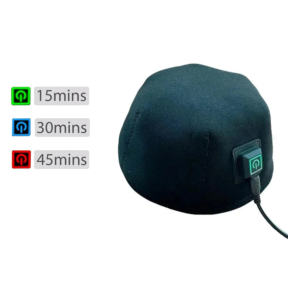 Jecaliz Red Light Infrared 660&850nm Hair Therapy Hair Growth Cap for Regrowth Anti Hair Loss Relax Scalp Care Hat Type-C Cable