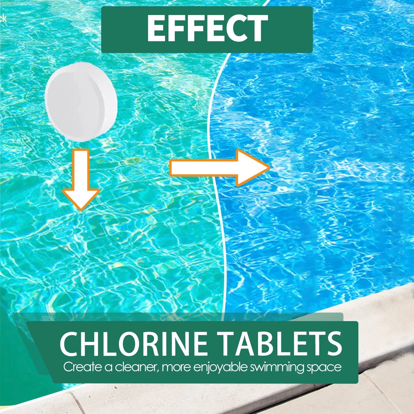 Pool Effervescent Tablets Clarify Water Quality, Remove Odors, Instant Multi-functional Swimming Pool Cleaning Tablets
