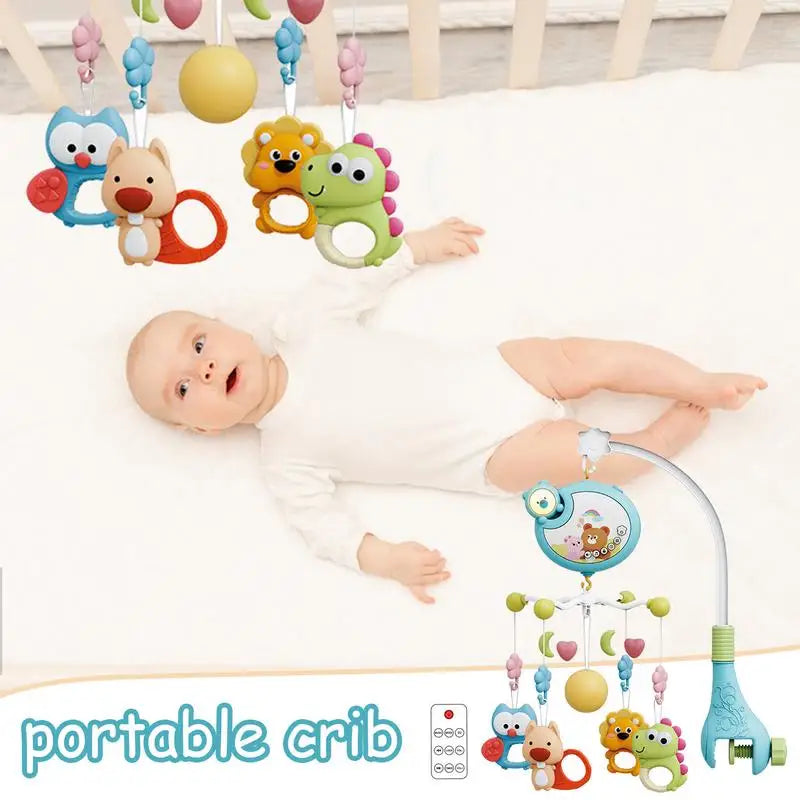 Crib Mobile Baby Rattle Toy Automatic Baby Musical Crib Mobile Rotating Model Nursery Mobile With Music Lights & Remote Control