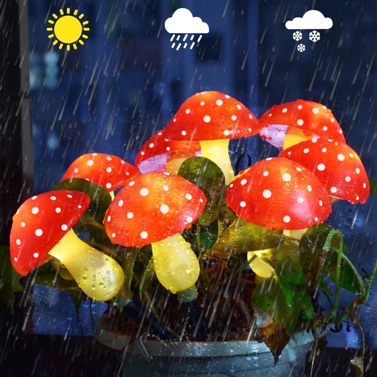 Solar Mushroom Lights for Garden Decor Waterproof Outdoor Night Light LED Fairy Lamp for Christmas Halloween Garden Lawn Pathway