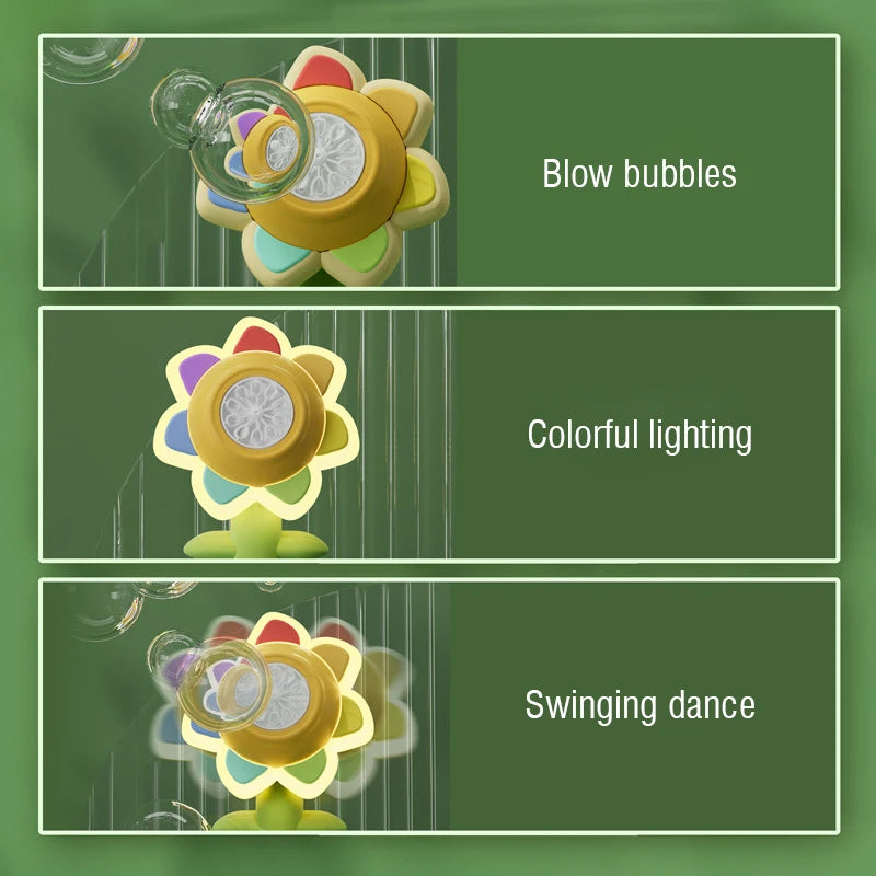 Bubble Machine Sunflower Light Sound Electric Automatic Bubbles Maker Summer Soap Blower Outdoor Games Toys for Girls Children