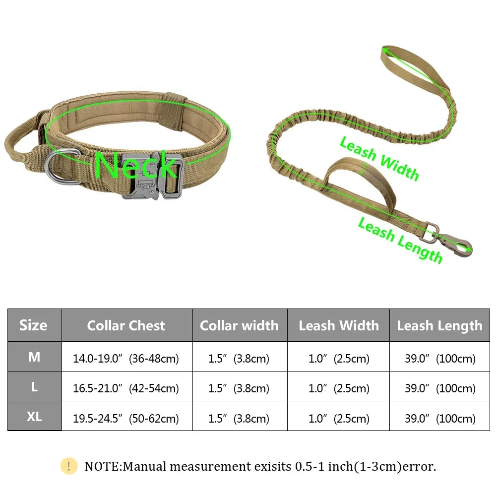 Tactical Leash for Dogs Collar Military Adjustable Tactical Collar for Dog  Medium Large Pet Walking Training Tactical Dog Leash