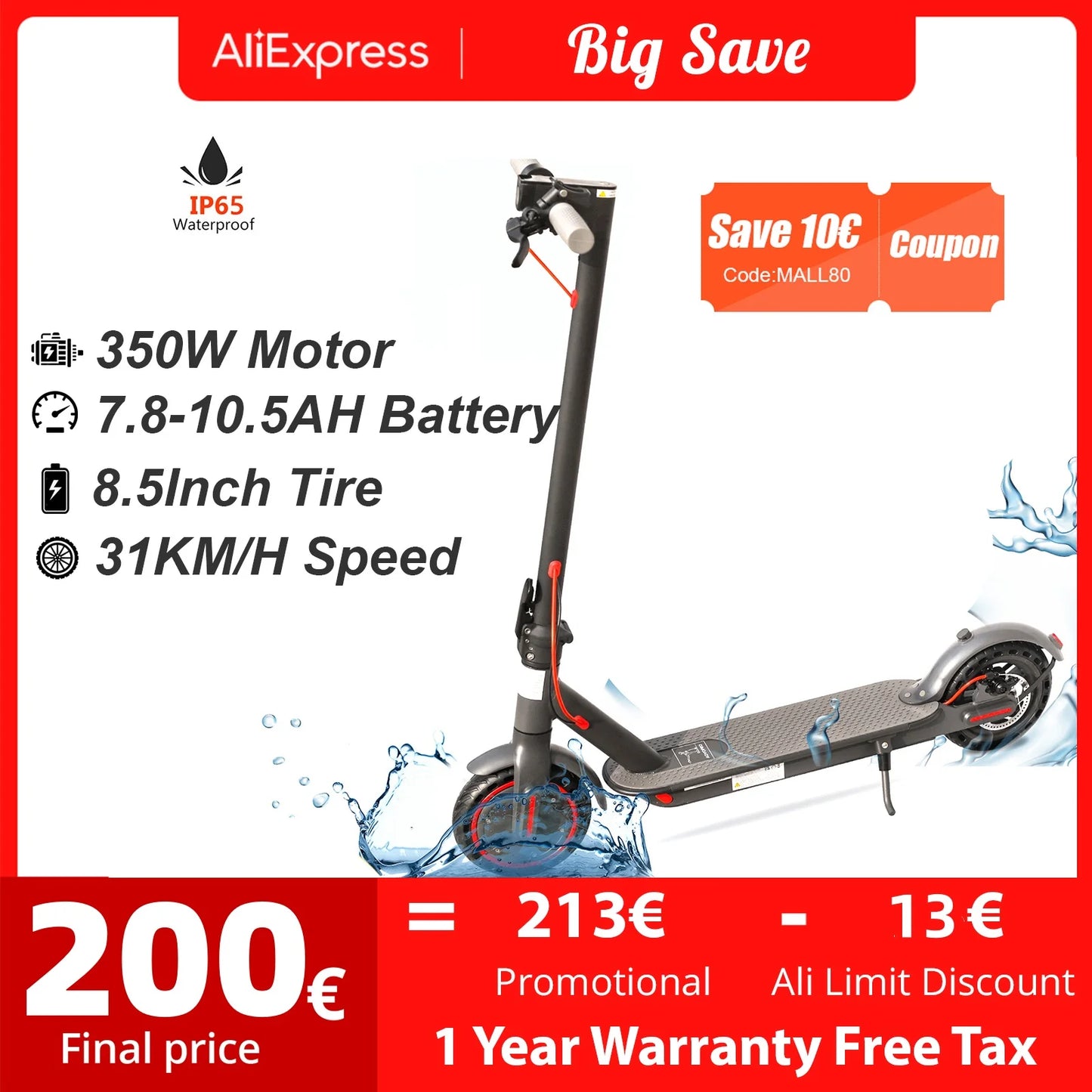 Electric Scooter 350W 31KM/H