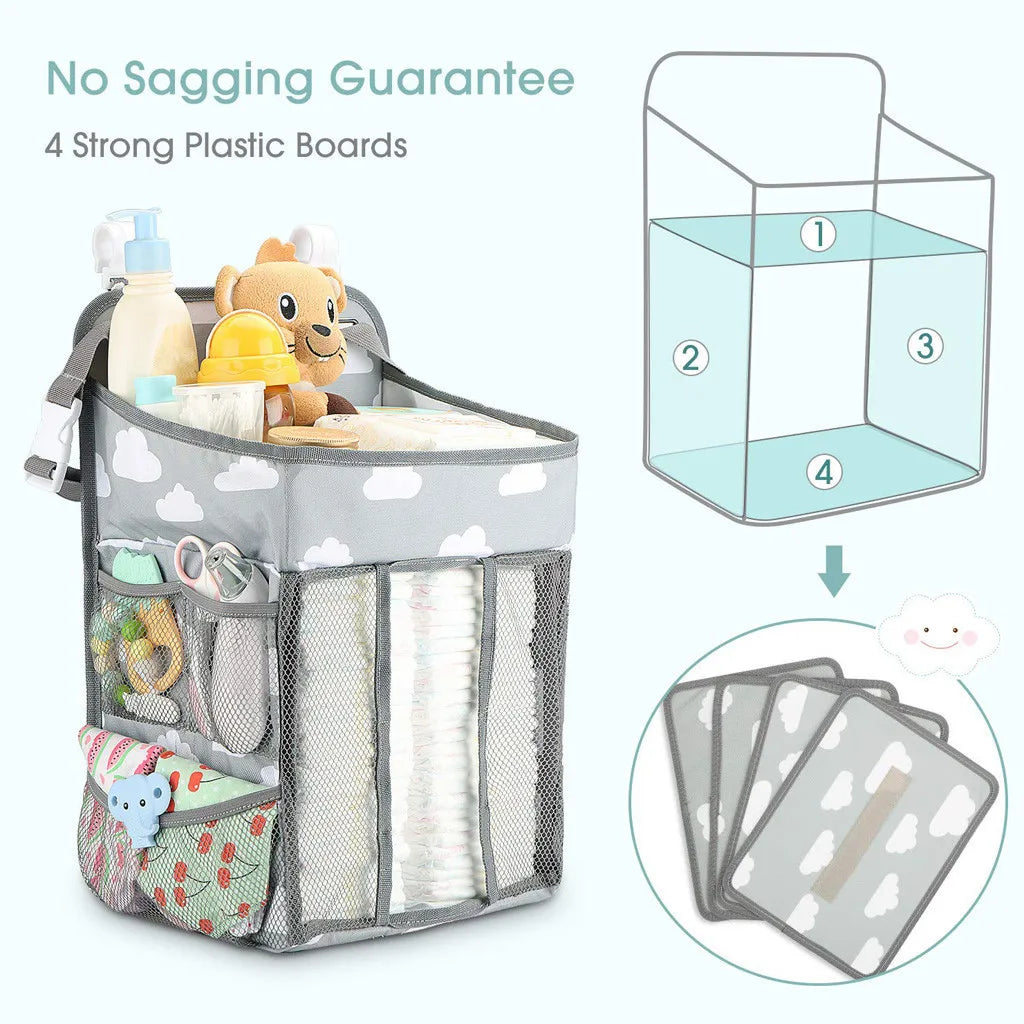 Newborn Bed Nappy Storage Organizer Crib Hanging Storage Bag Caddy Organizer For Baby Essentials Bedding Set Diaper Storage Bag