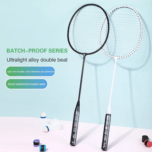 Professional Badminton Rackets Set 2Pcs Badminton Racket 2 Player Lightweight Durable Badminton Racquet Set with Storage Bag