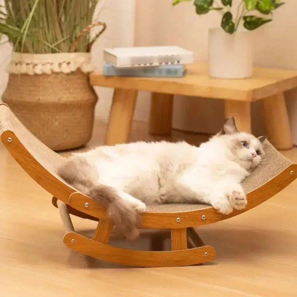 Premium Cat Scratcher Cardboard Rocking Chair Design For Cat Scratching Board Furniture Protector Cat Beds 2 Sizes Available