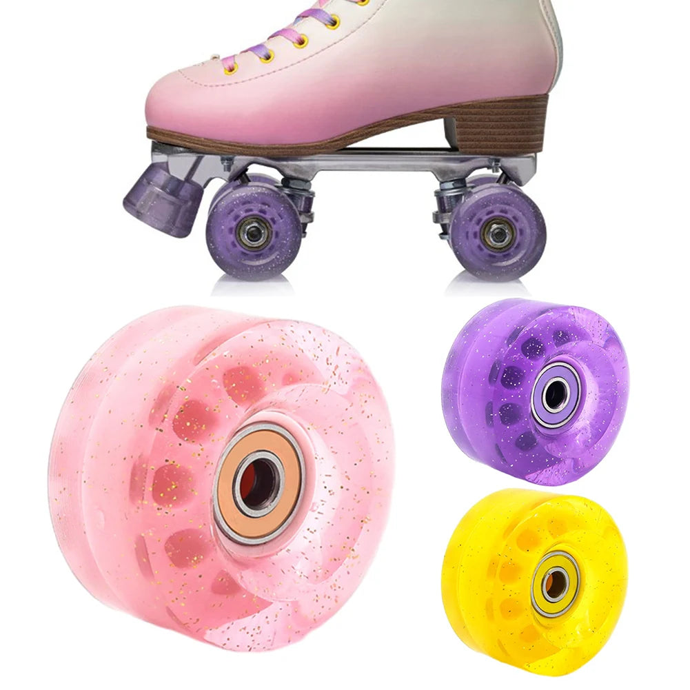 8PCS 58mmx32mm Outdoor/Indoor Quad Roller Skate Wheels PU Wheels Replacements Double-Row Roller Skating Accessories