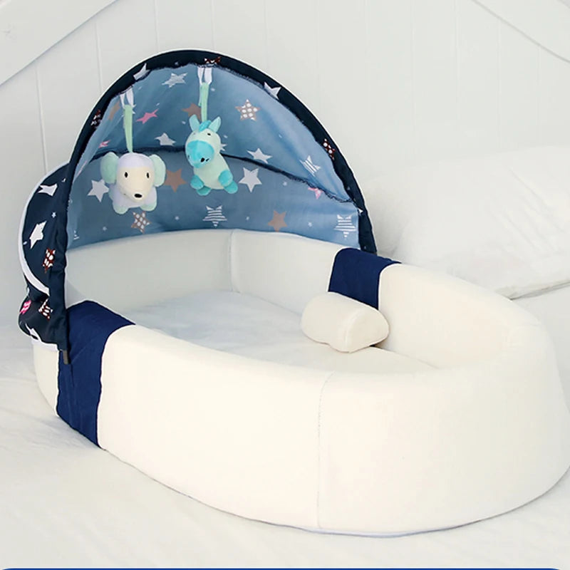 Portable Nest Bed Baby Crib Foldable Movable Newborn Bed Bumper Protection Anti-pressure Baby Lounger With Mosquito Net