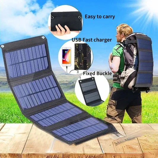 30W Foldable Solar Panels Portable 4-fold Waterproof 5V USB Solar Cells Phone Charger Power Bank for Outdoor Camping Accessories