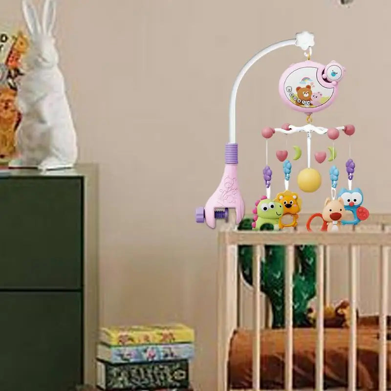 Crib Mobile Baby Rattle Toy Automatic Baby Musical Crib Mobile Rotating Model Nursery Mobile With Music Lights & Remote Control