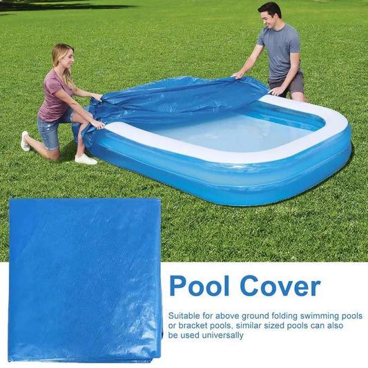 Inflatable Swimming Pool Cover Rectangular Ground Pool Cover PE Tarpaulin Waterproof Rain Cloth Dustproof With Drawstring
