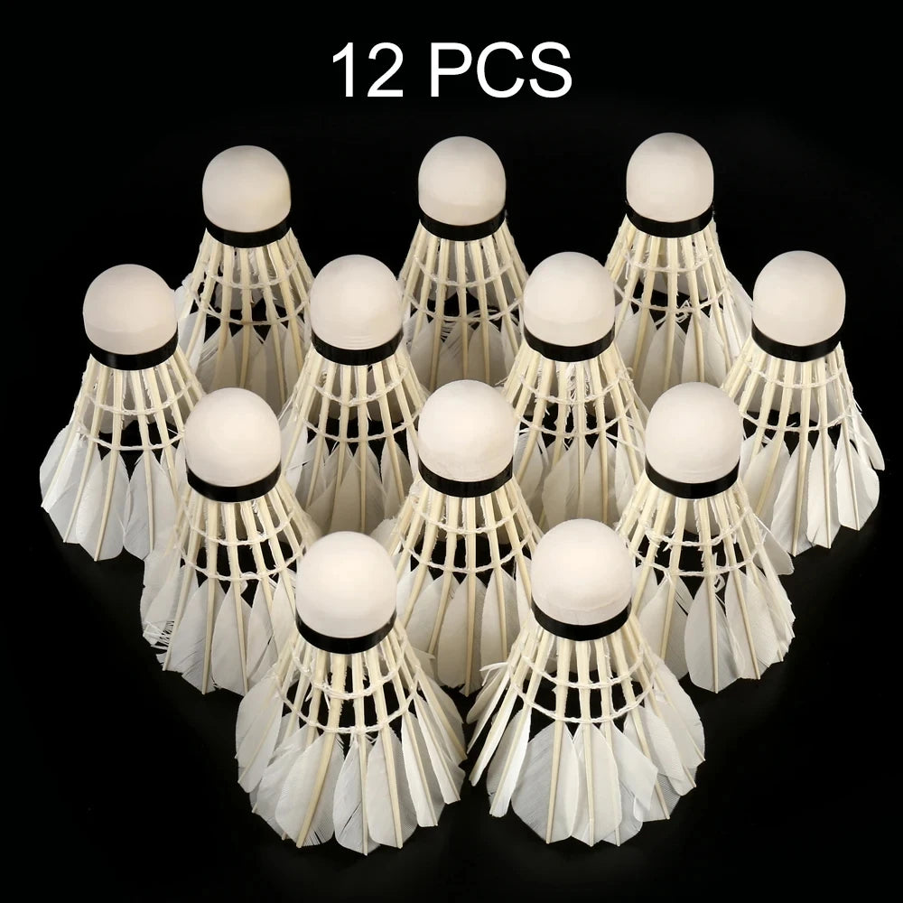 12PC Badminton Shuttlecock White Training Ball Shuttlecock Badminton Training Equipments High Speed Goose Feather Badminton Ball