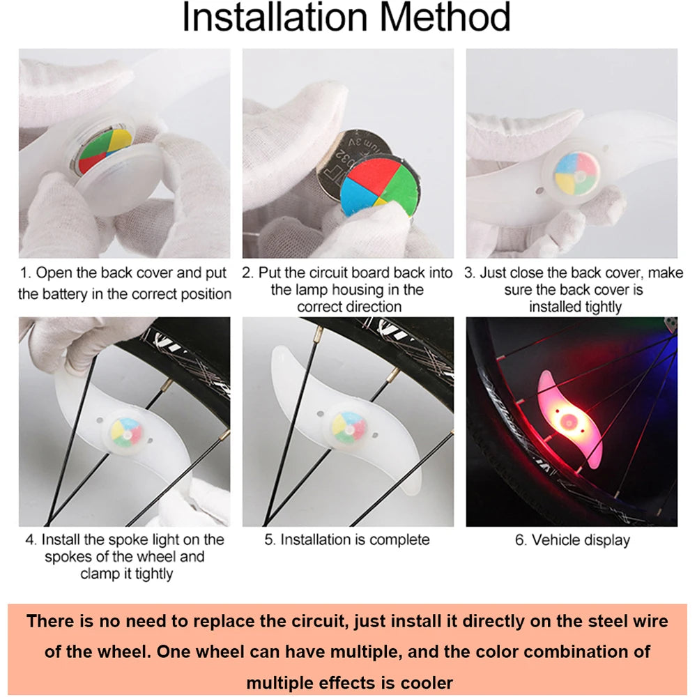 Bike Tire Lights Wheel Spoke Light 3 Mode LED Waterproof Bike Safety Warning Easy To Install Bicycle Accessories with Battery