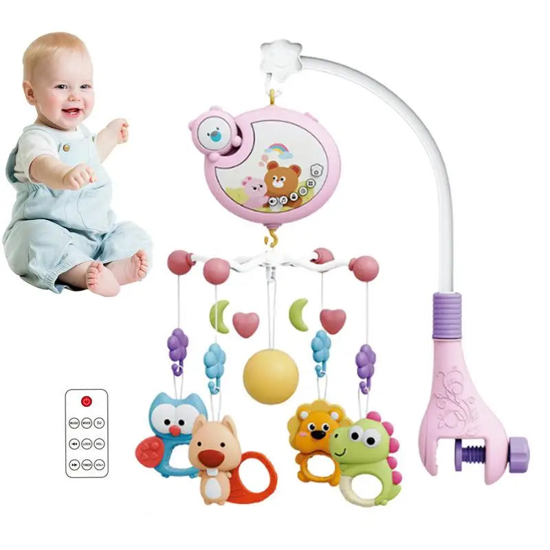 Crib Mobile Baby Rattle Toy Automatic Baby Musical Crib Mobile Rotating Model Nursery Mobile With Music Lights & Remote Control