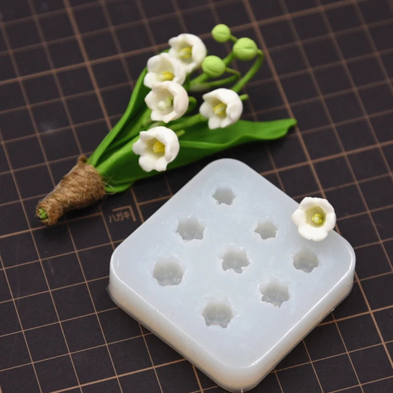 Mini Lily of The Valley Silicone Mold Resin Clay Fondant Sugar Flower Mold Diy Earrings Jewelry Pendant Polymer Clay Tool
