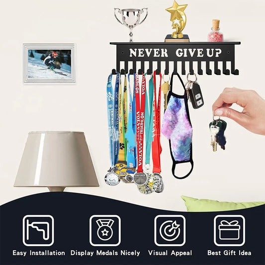 Sports Football Medal Display Metal Rack Hanger Holder Organizer Volleyball Basketball for Ribbons Medal Display