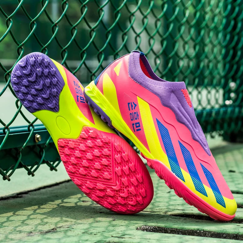 Original Men's Soccer Shoes  Non-Slip Turf Soccer Unisex Cleats AG/TF Training Slip On Football Shoes Kids Sneaker Free Shipping