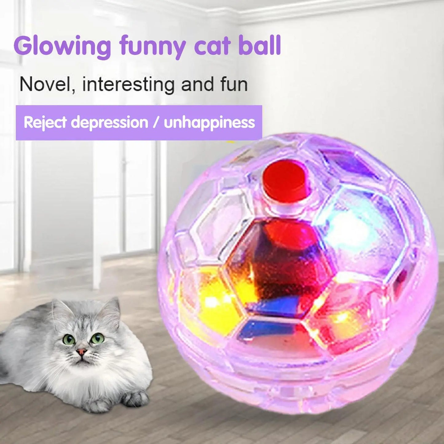 1/3pcs Pet Interactive Ball Toy Upward Motion Elastic Flash Transparent Plastic Cat Dog Glowing Chase Hunting Sports Toy