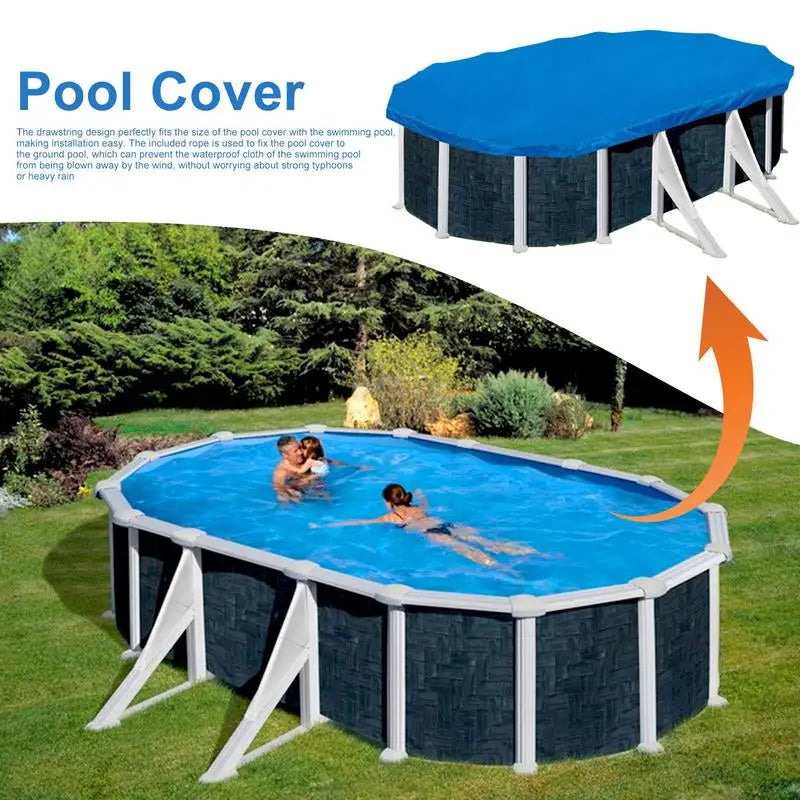 Inflatable Swimming Pool Cover Rectangular Ground Pool Cover PE Tarpaulin Waterproof Rain Cloth Dustproof With Drawstring