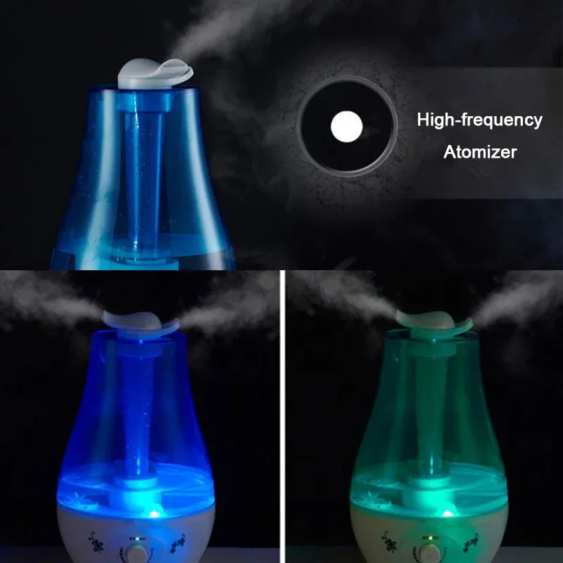 3000ML Ultrasonic Air Humidifier Double Sprayers for Home Office Baby Room Big Mist Volume Fog Mist Maker Essential Oil Diffuser