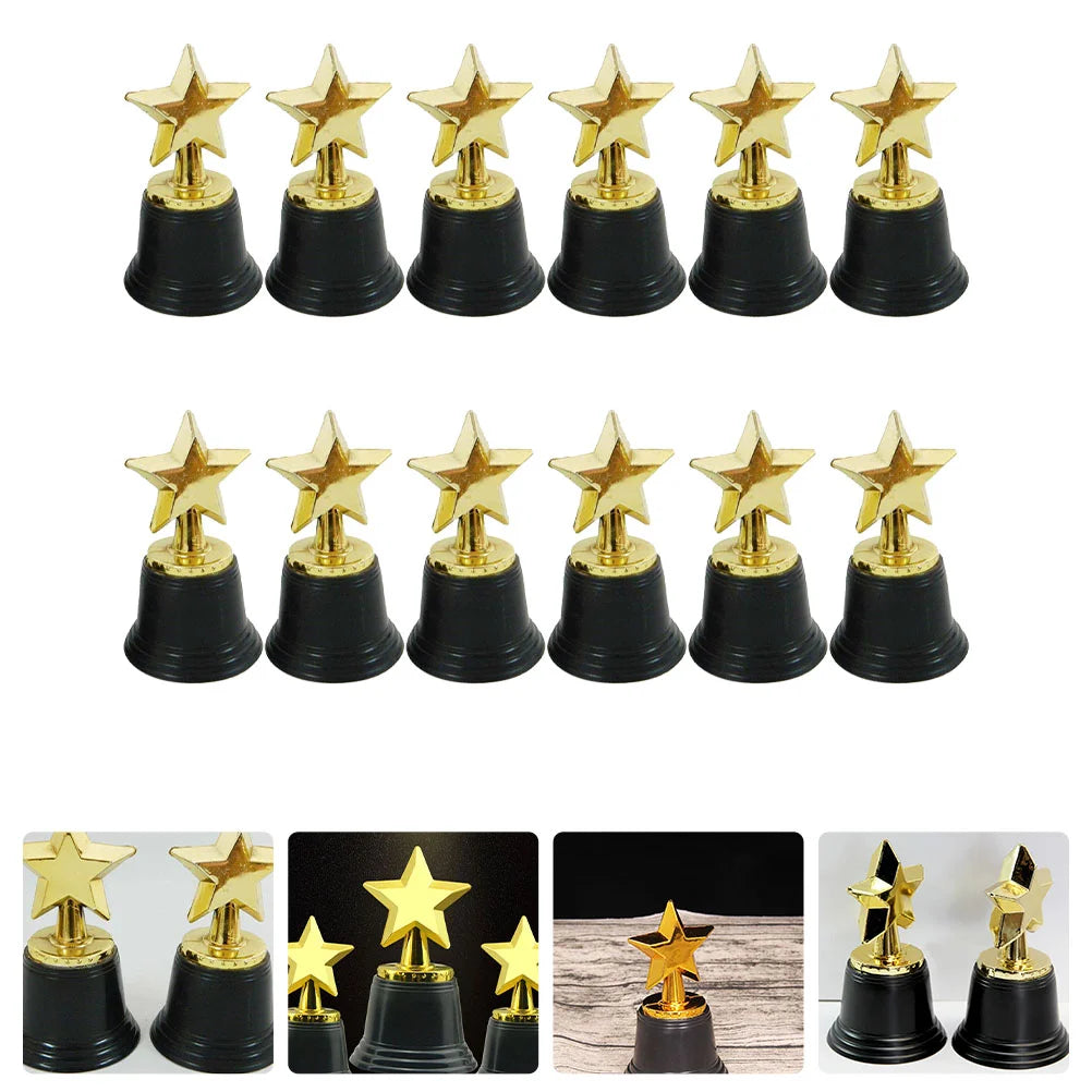 12 Pcs Miniature Star Trophy Child Soccer Medals Kids Trophies Plastic Exquisite Award Trophys cup