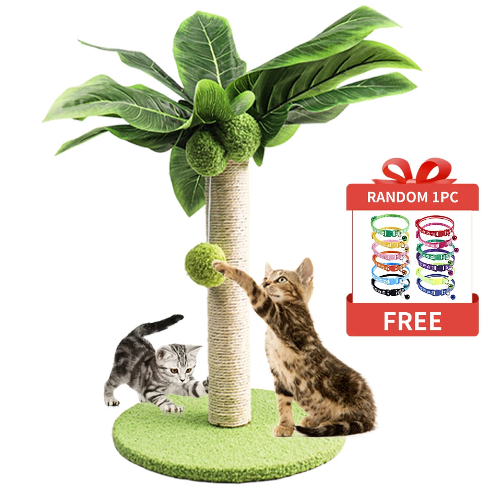 Cat Scratching Post for Kitten Cute Green Leaves Cat Scratching Posts with Sisal Rope Indoor Cats Posts Cat Tree Pet Products