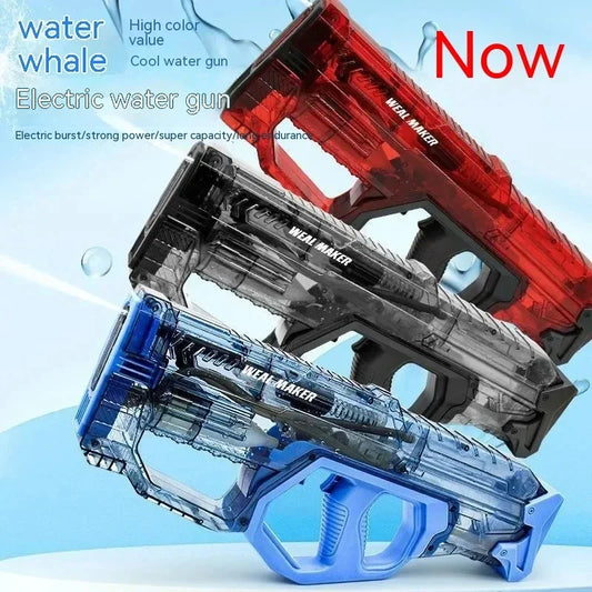 2024 Transparent Automatic Electric Water Gun Toys Powerful High Pressure Spray Blaster Summer Outdoor Pool Toys For Kids Audlt