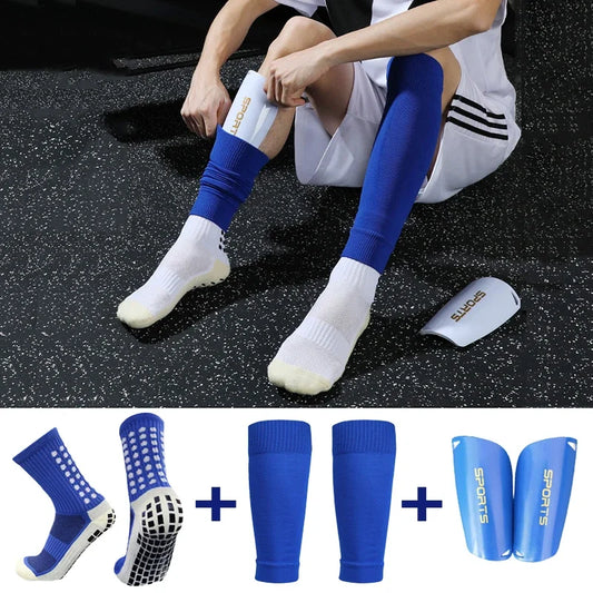 A Set Hight Elasticity Soccer Shin Guard Sleeves Adults  Soccer Pads Trusox Anti-Slip Socks Legging Cover Sports Protective Gear
