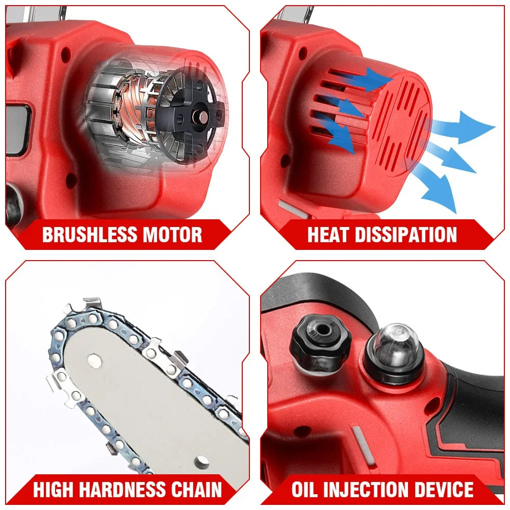 8Inch Brushless Electric Saw Cordless Oil Electric Chain Saw With Digital Display Woodworking Power Tool For Makita 18V Battery