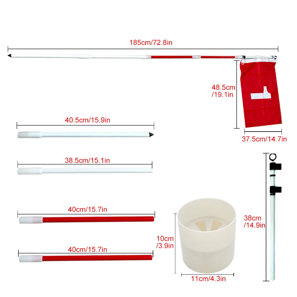 Golf Flags Hole Pole Cup Set, Portable 5 Section Practice Golf Pin Pole Flags for Yard Garden Training