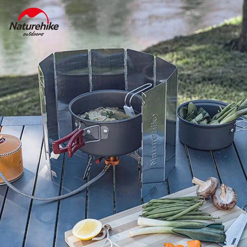 Naturehike Foldable Cookware Set Non-stick Frying Pan Pot With Lids Cookers for Camping Kitchen Cooking Kit Aluminium Alloy 700g