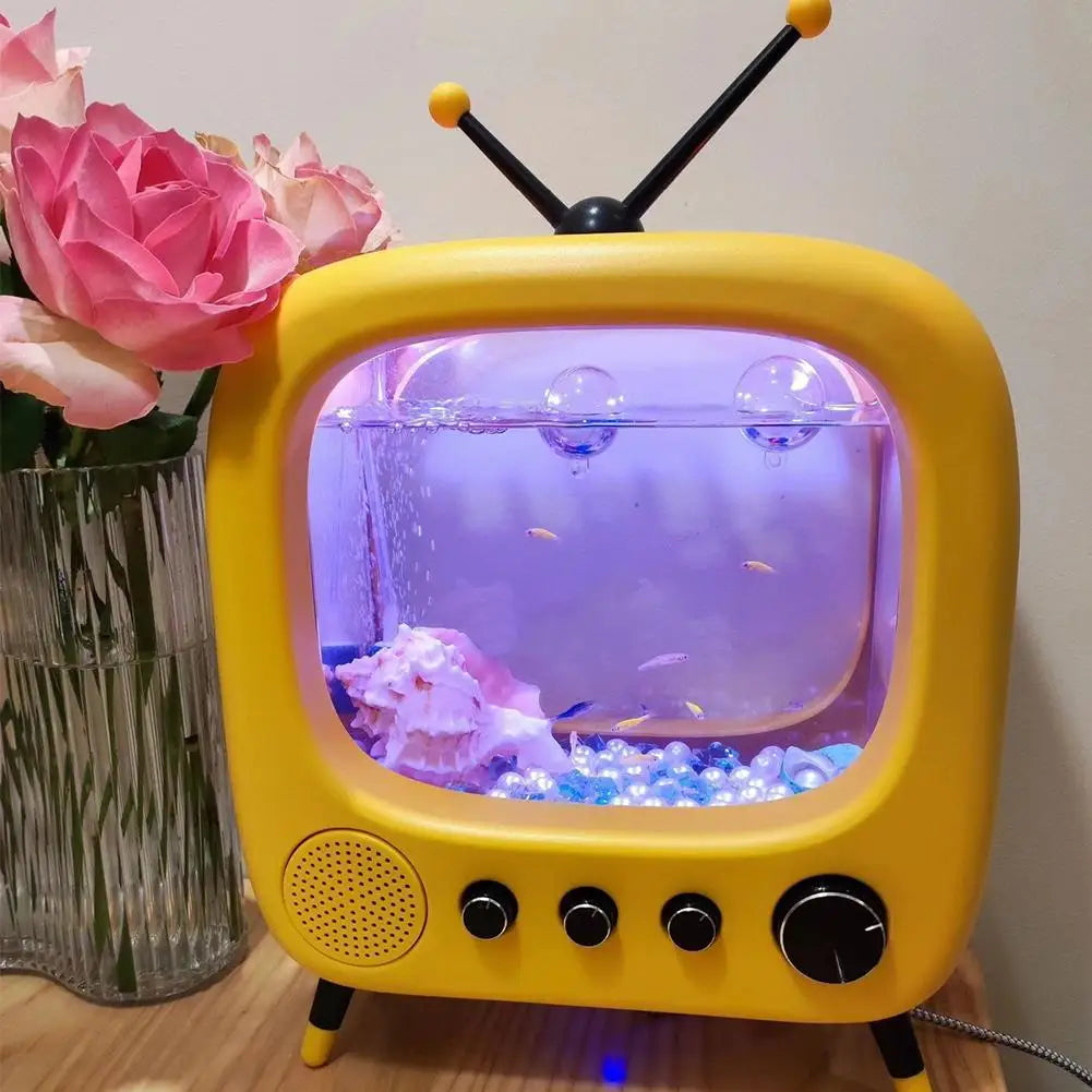 Cat TV Fish Tank Desktop Betta Retro Style Desktop Home Cute Pet Good Things Internet Celebrity Fish Tank Transparent Cute