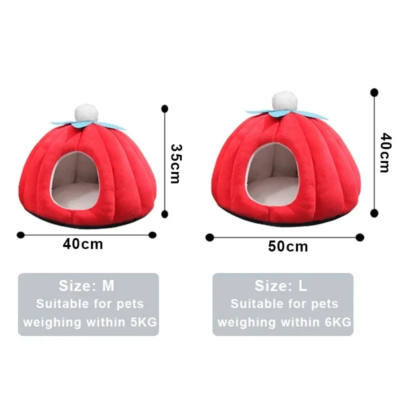 Cat Bed Winter Warm Soft Cat House Non Slip Cartoon Pumpkin Shape Cats Nest Indoor Pet Sleeping Bed For Kitten Dogs Pet Supplies